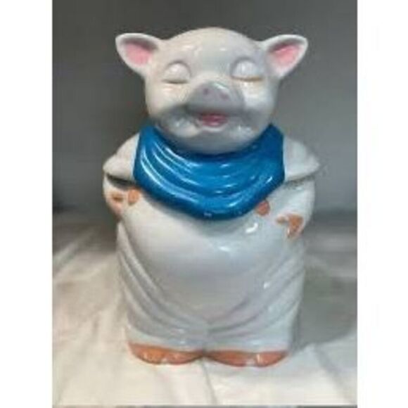 Vintage Shawnee Smiling White Pig Cookie Jar Rustic Farmhouse Country Decor 1940 - Picture 1 of 6